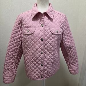 Crazy Horse Light Pink Button Up Collared Quilted Jacket Woman's Size Large
